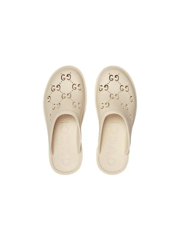 Тапочки slip on sandal 'cut out monogram - mystic white' Gucci — изображение 4 из 4, белый