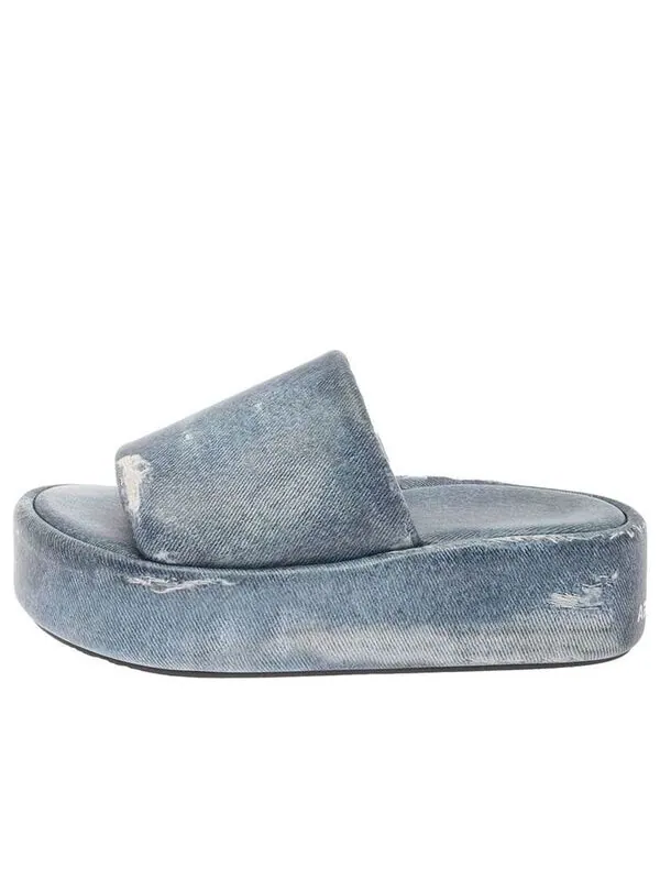 Тапочки rise sandals 'denim print leather' Balenciaga