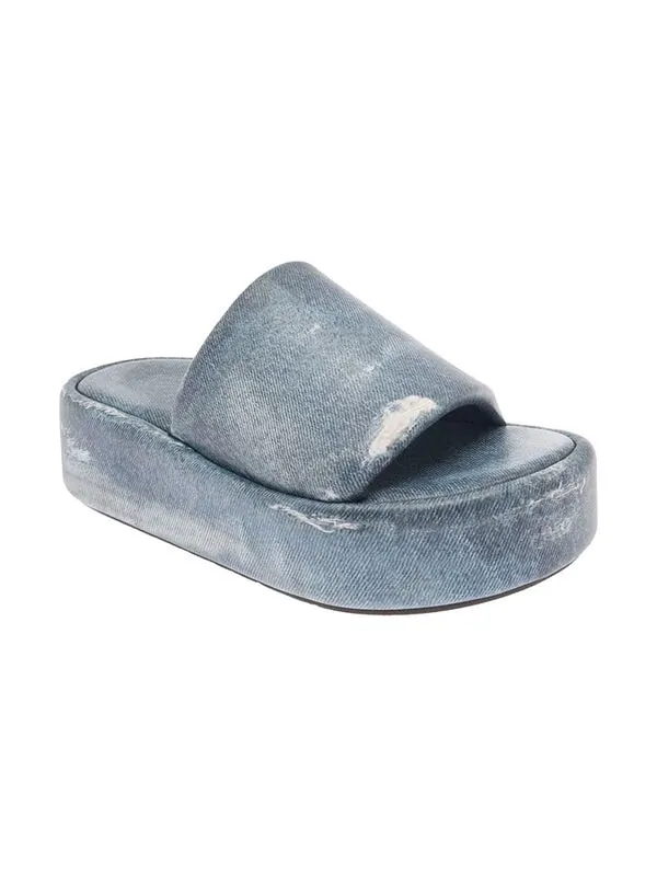 Тапочки rise sandals 'denim print leather' Balenciaga — изображение 2 из 4, синий/белый