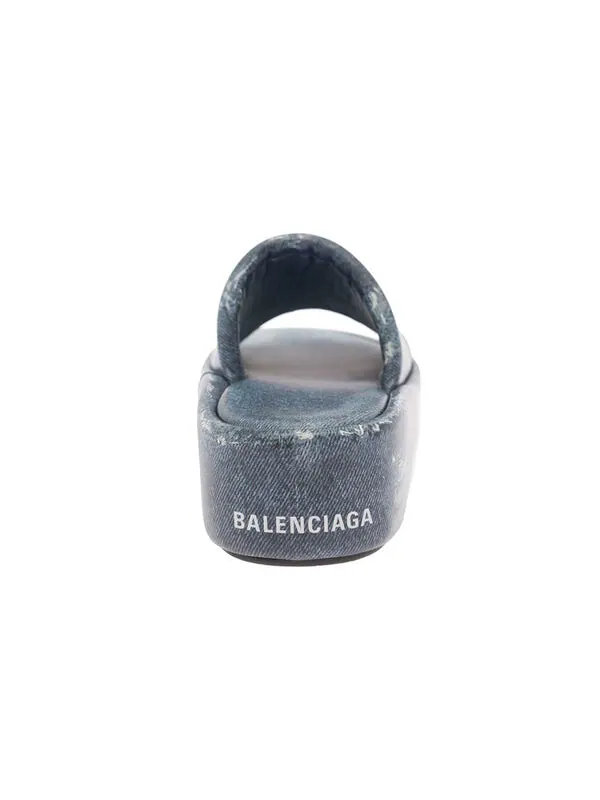 Тапочки rise sandals 'denim print leather' Balenciaga — изображение 4 из 4, синий/белый