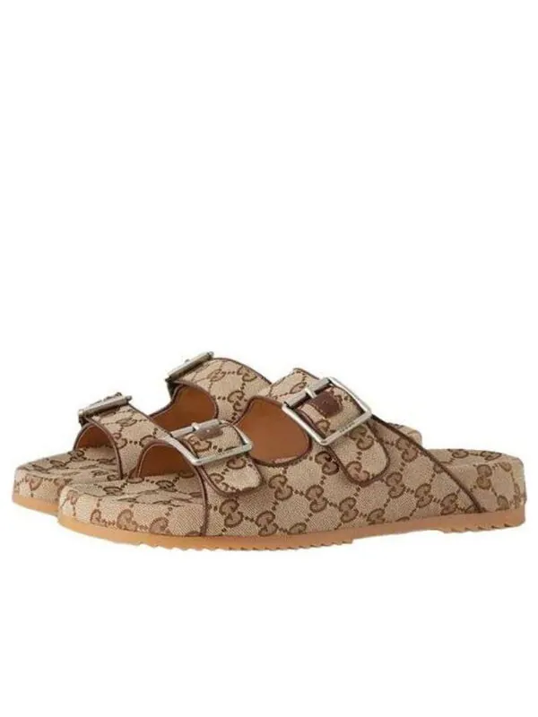 Сандалии double g alphabet straps fashion sandals Gucci — изображение 1 из 4, бежевый