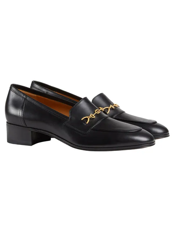 Кроссовки interlocking g horsebit loafer 'black leather' Gucci — изображение 2 из 4, черный