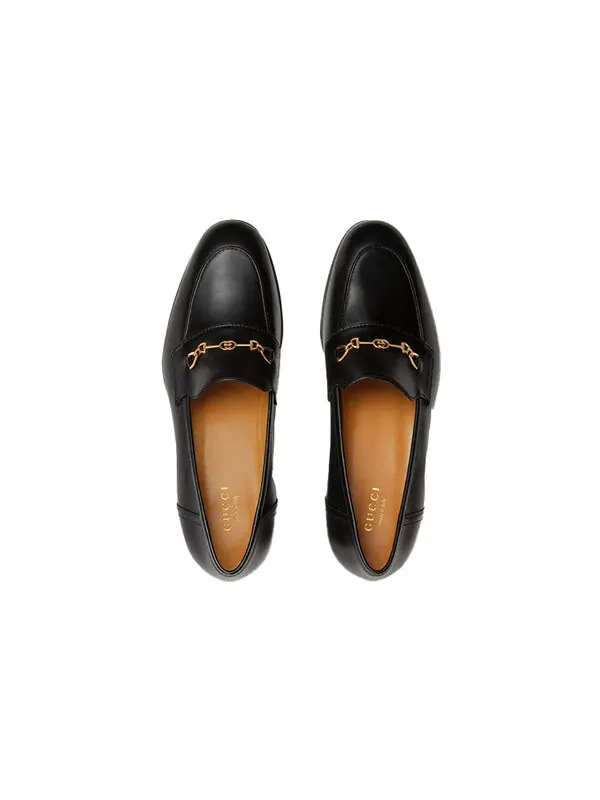 Кроссовки interlocking g horsebit loafer 'black leather' Gucci — изображение 3 из 4, черный