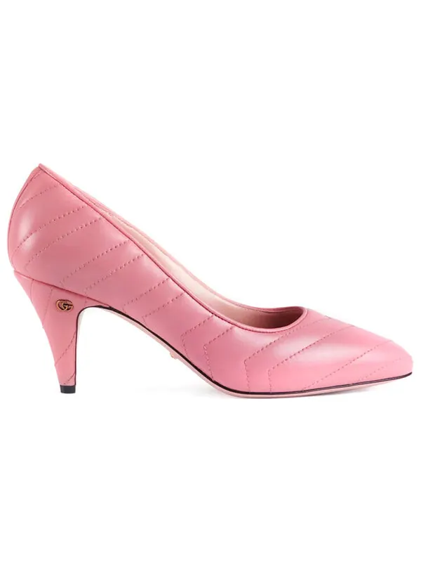Кроссовки nappa matelasse marmont mid heel pumps 'wild rose' Gucci — изображение 2 из 4, розовый