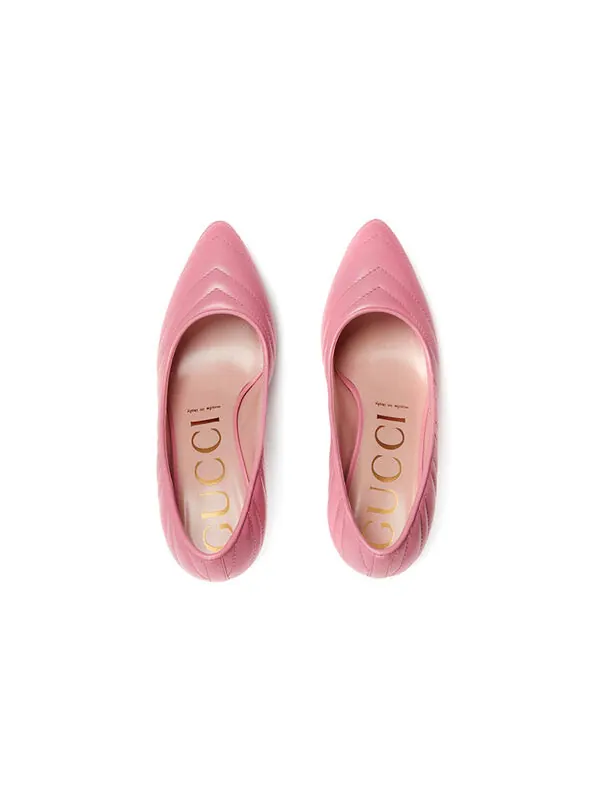 Кроссовки nappa matelasse marmont mid heel pumps 'wild rose' Gucci — изображение 3 из 4, розовый