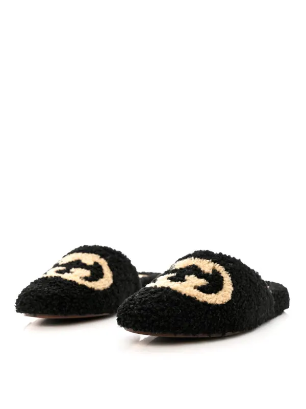 Тапочки slippers interlocking g 'black' Gucci — изображение 2 из 4, черный/белый
