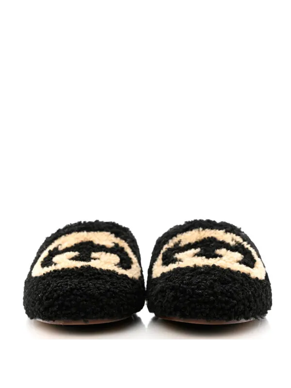 Тапочки slippers interlocking g 'black' Gucci — изображение 3 из 4, черный/белый