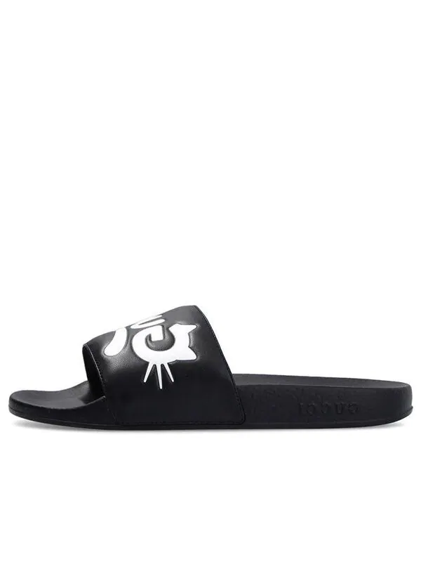 Тапочки pursuit cat leather pool slide 'black' Gucci