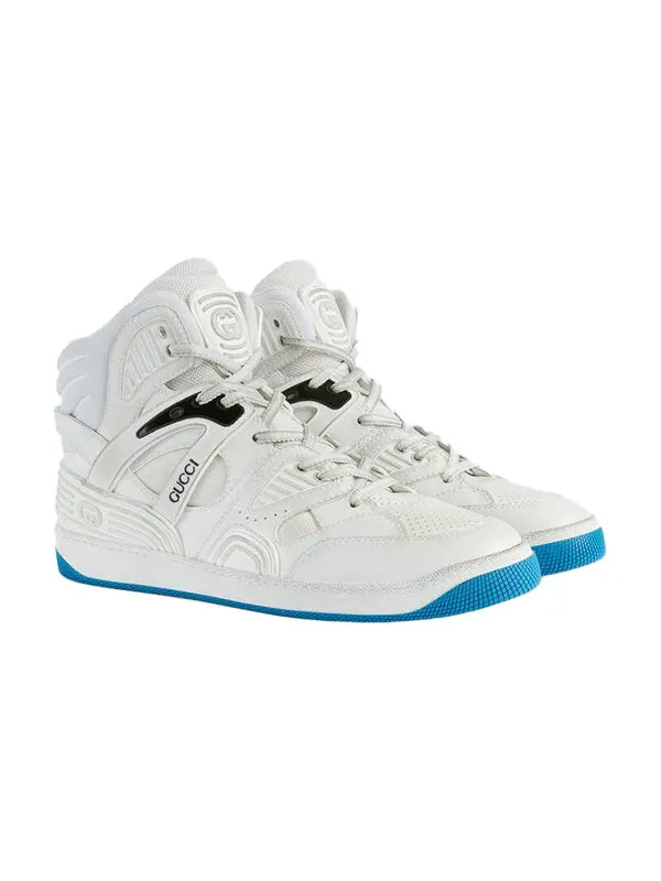 Кроссовки basket breathable wear-resistant non-slip high 'white blue' Gucci — изображение 2 из 4, белый