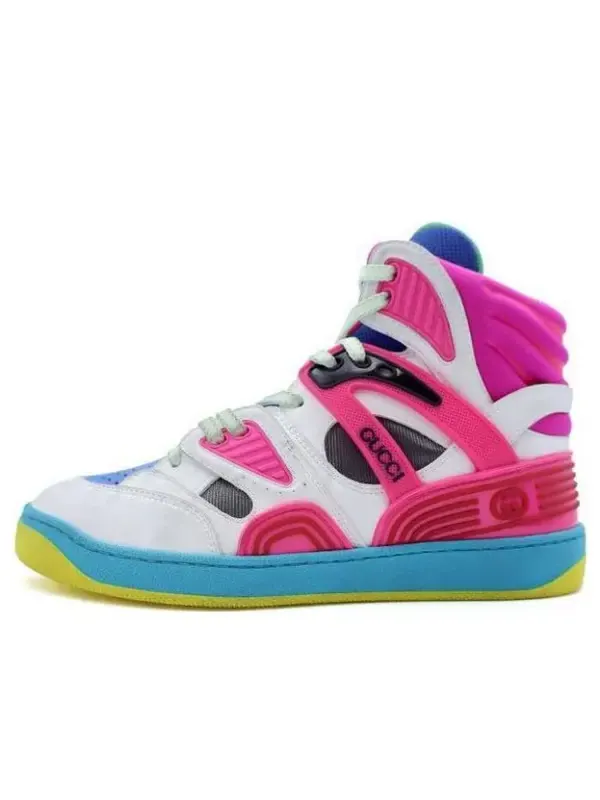 Кроссовки basket high 'white pink blue' Gucci — изображение 1 из 4, белый/розовый/синий