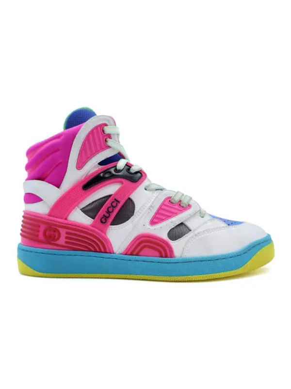 Кроссовки basket high 'white pink blue' Gucci — изображение 2 из 4, белый/розовый/синий