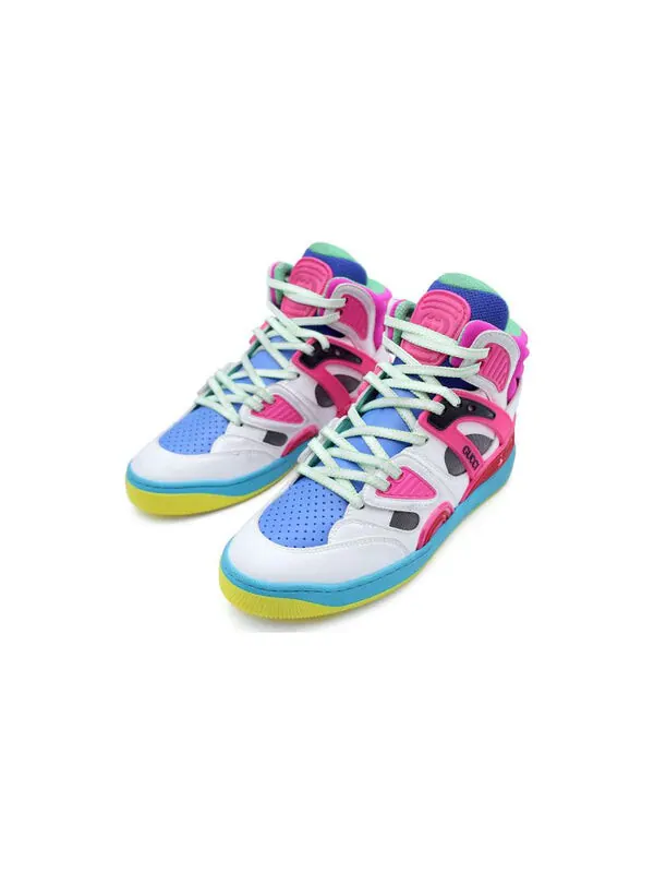 Кроссовки basket high 'white pink blue' Gucci — изображение 3 из 4, белый/розовый/синий