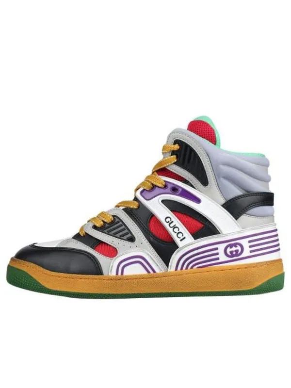 Кроссовки basket high 'black white purple' Gucci — изображение 1 из 4, черный белый фиолетовый