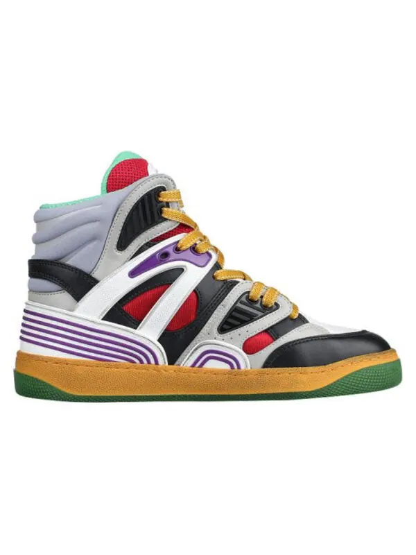 Кроссовки basket high 'black white purple' Gucci — изображение 2 из 4, черный белый фиолетовый