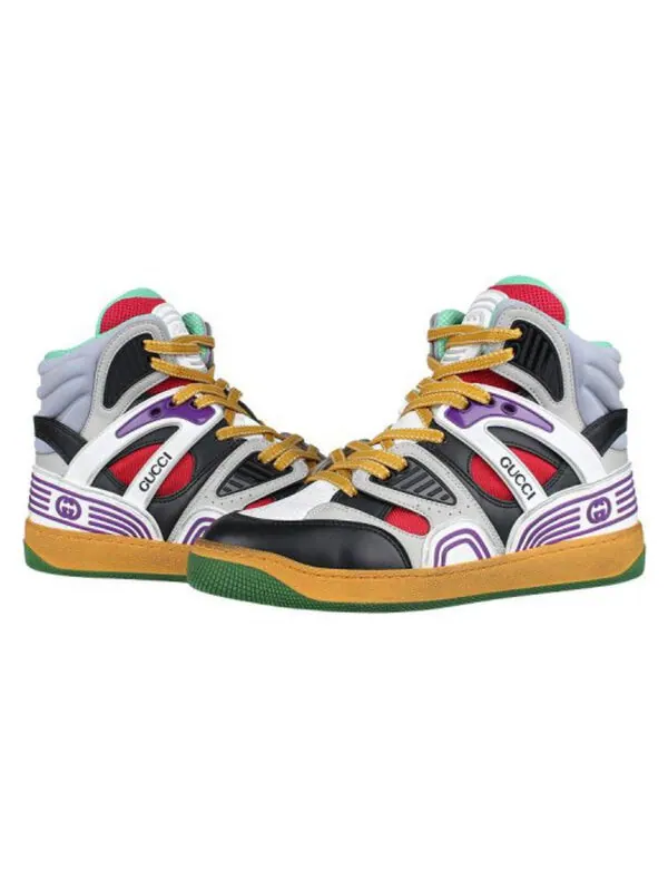 Кроссовки basket high 'black white purple' Gucci — изображение 3 из 4, черный белый фиолетовый