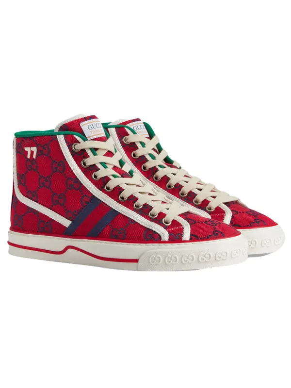 Кроссовки (WMNS) GUCCI Tennis 1977 High '520 Red' — изображение 2 из 4, красный