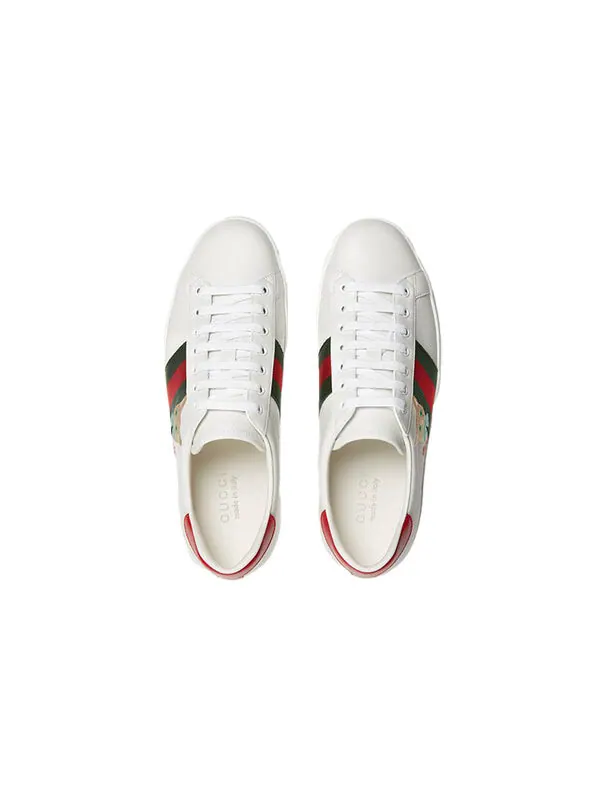 Кроссовки ace low ' cat' Gucci — изображение 3 из 4, белый/зеленый/красный
