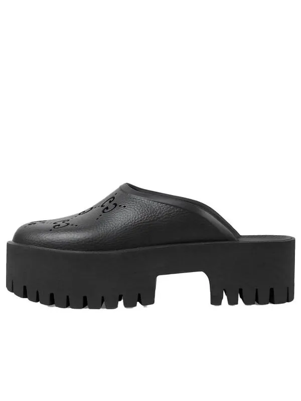 Сандалии platform perforated g sandal 'black rubber' Gucci — изображение 1 из 4, черный