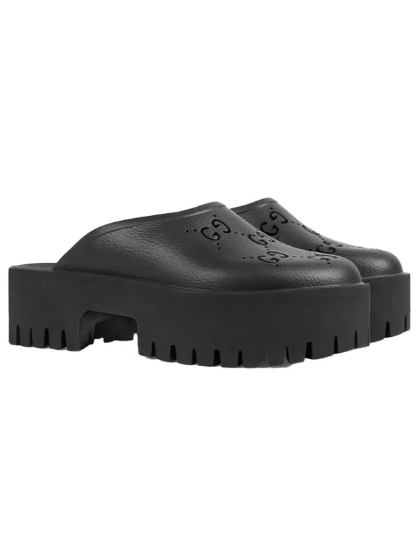 Сандалии platform perforated g sandal 'black rubber' Gucci — изображение 2 из 4, черный