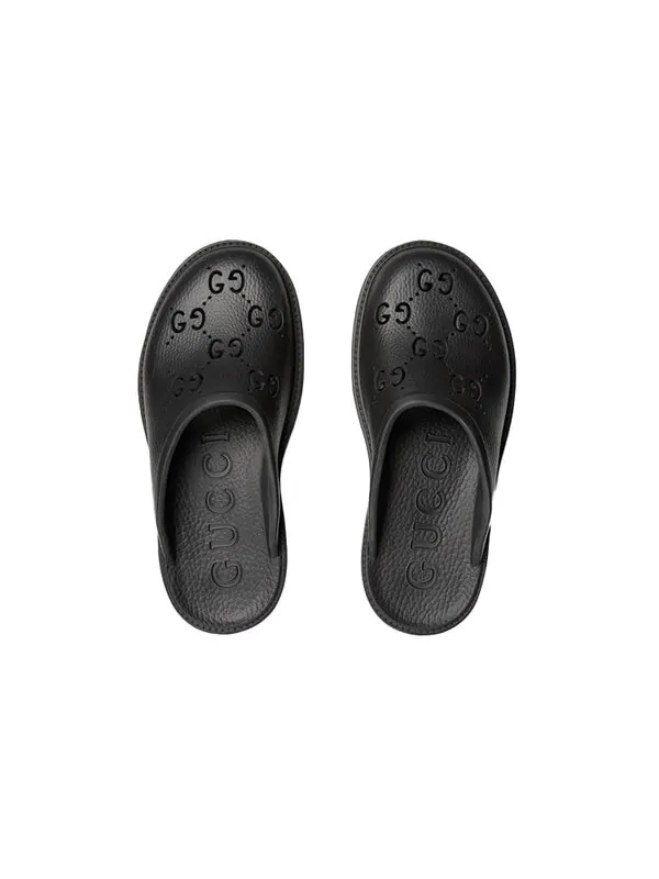 Сандалии platform perforated g sandal 'black rubber' Gucci — изображение 3 из 4, черный