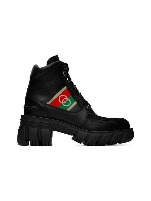 Кроссовки interlocking lace-up boots 'black' Gucci — изображение 2 из 4, черный