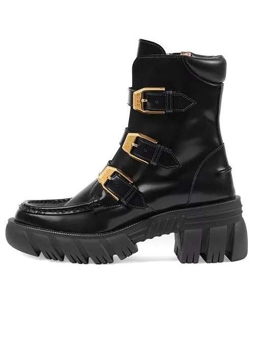 Кроссовки leather ankle boots 'black' Gucci — изображение 1 из 4, черный
