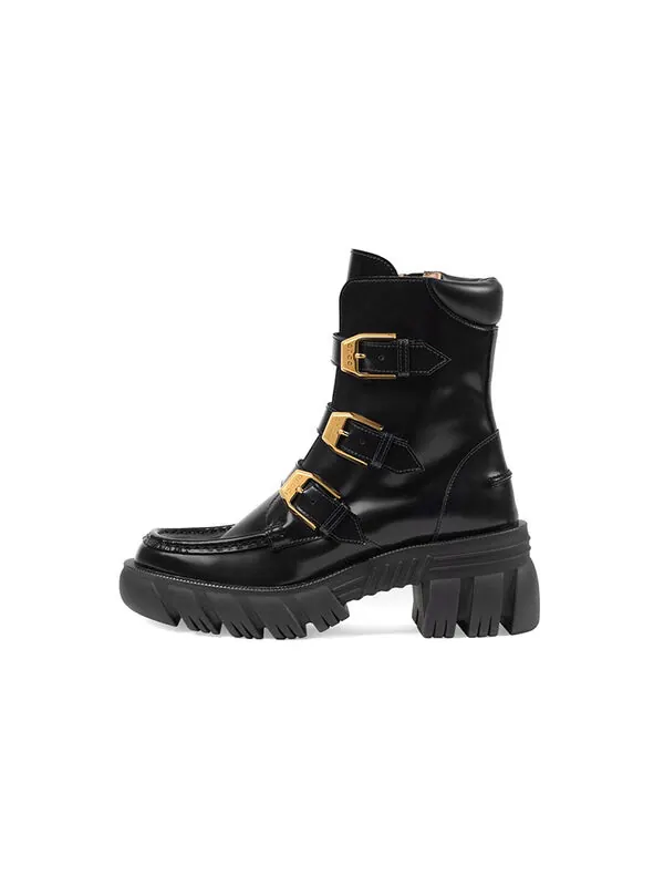 Кроссовки leather ankle boots 'black' Gucci — изображение 2 из 4, черный