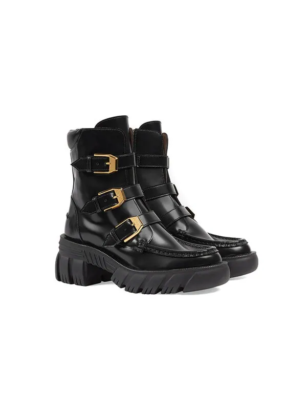 Кроссовки leather ankle boots 'black' Gucci — изображение 3 из 4, черный