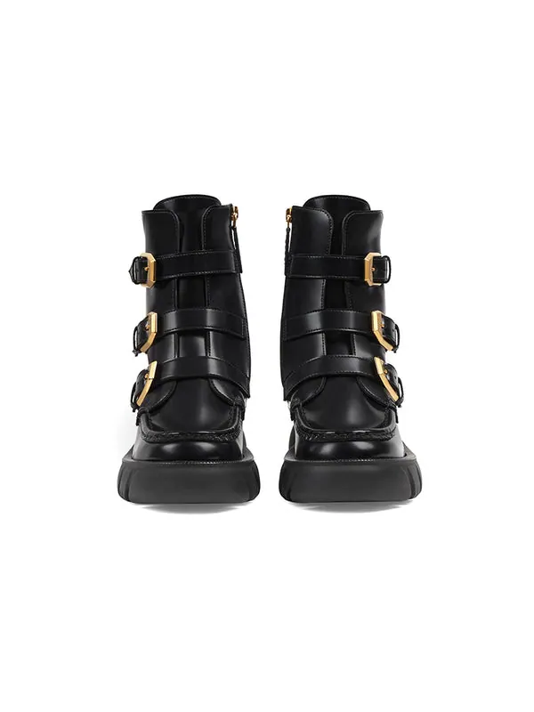 Кроссовки leather ankle boots 'black' Gucci — изображение 4 из 4, черный