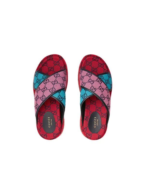 Сандалии gg platform sandal 'multicolor' Gucci — изображение 3 из 4, красный/синий/розовый