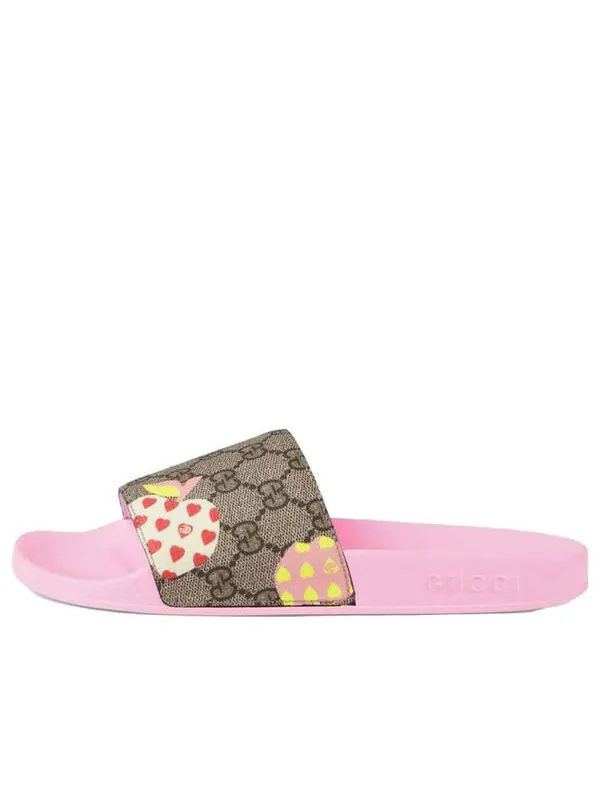 Тапочки slide les pommes slide sandal 'light pink' Gucci