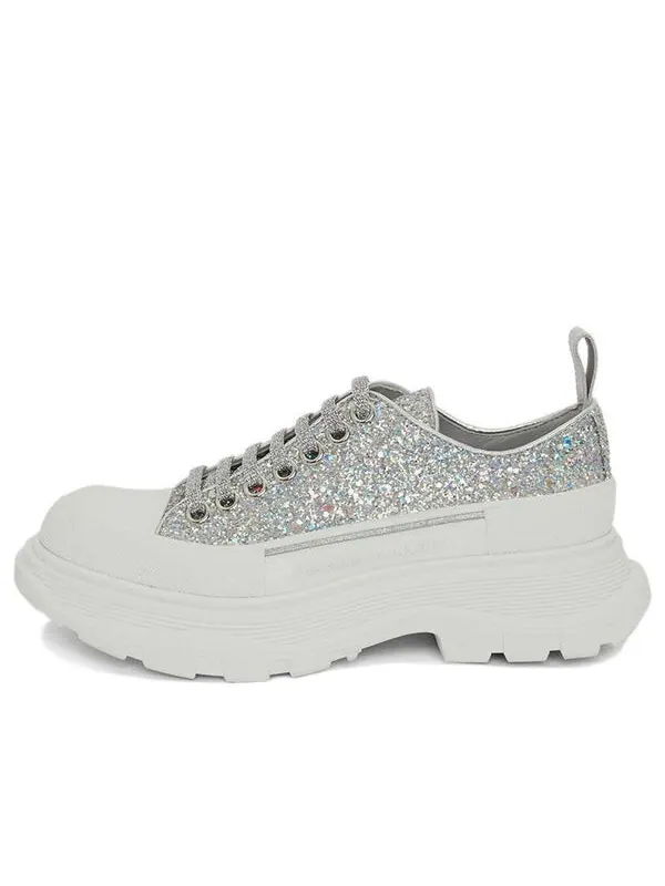 Кроссовки tread slick glitter low sneaker 'silver' Alexander Mcqueen — изображение 1 из 4, серебристый/белый