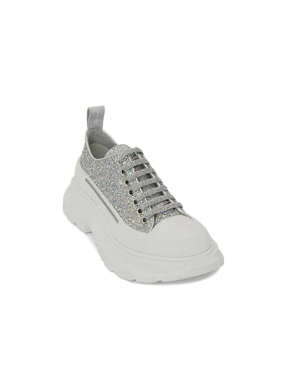 Кроссовки tread slick glitter low sneaker 'silver' Alexander Mcqueen — изображение 3 из 4, серебристый/белый