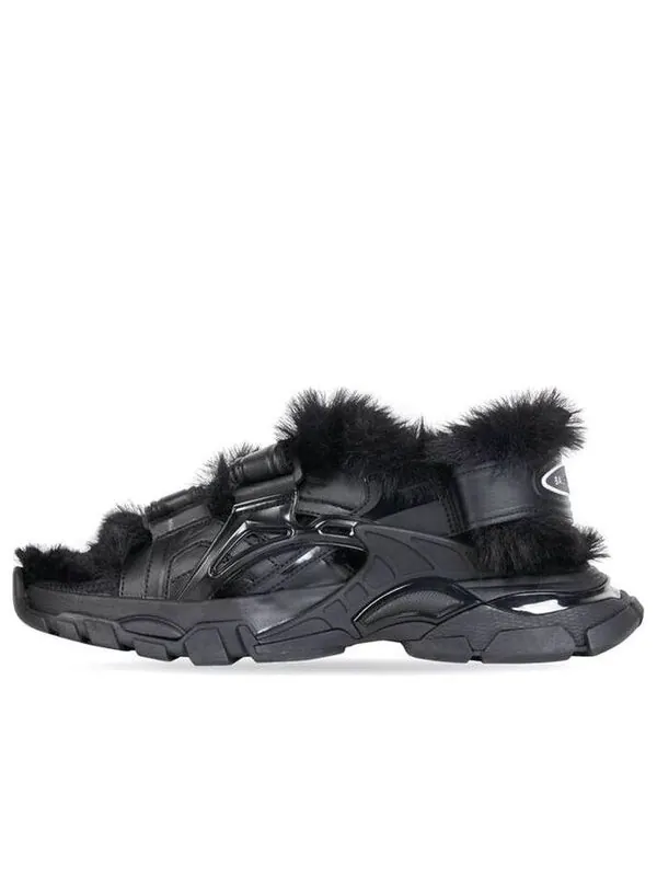 Сандалии track sandals 'fake fur black' Balenciaga — изображение 1 из 4, черный