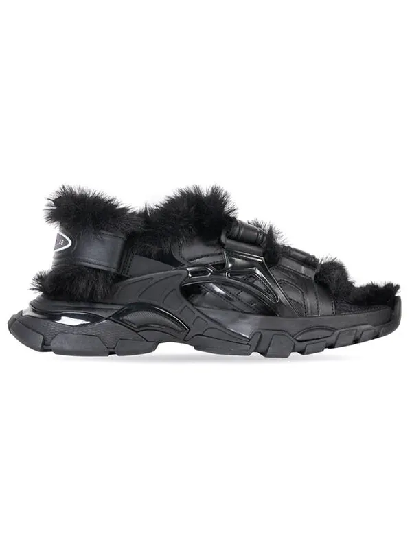 Сандалии track sandals 'fake fur black' Balenciaga — изображение 2 из 4, черный