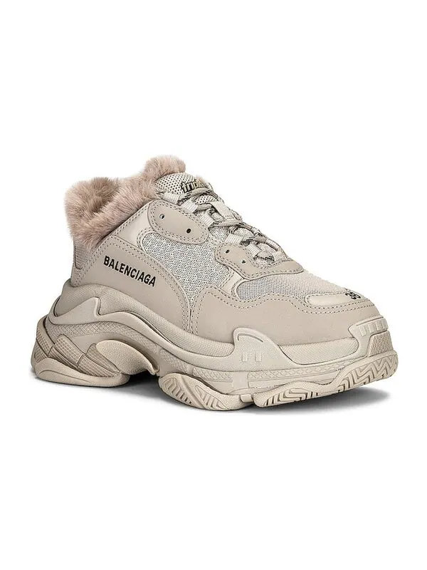 Кроссовки triple s 'fake fur - beige' Balenciaga — изображение 2 из 4, бежевый/черный
