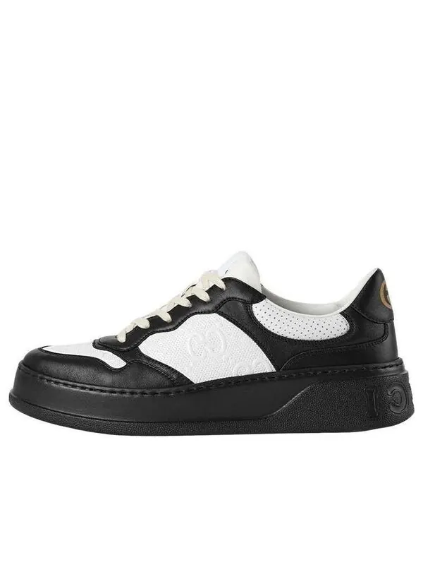 Кроссовки gg embossed sneaker 'black white leather' Gucci — изображение 1 из 4, черный/белый