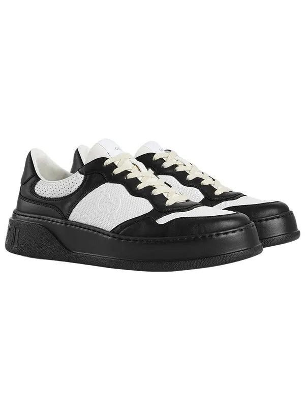Кроссовки gg embossed sneaker 'black white leather' Gucci — изображение 2 из 4, черный/белый