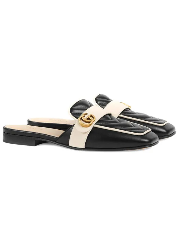 Сандалии double g slide sandal 'black' Gucci — изображение 2 из 4, черный/белый