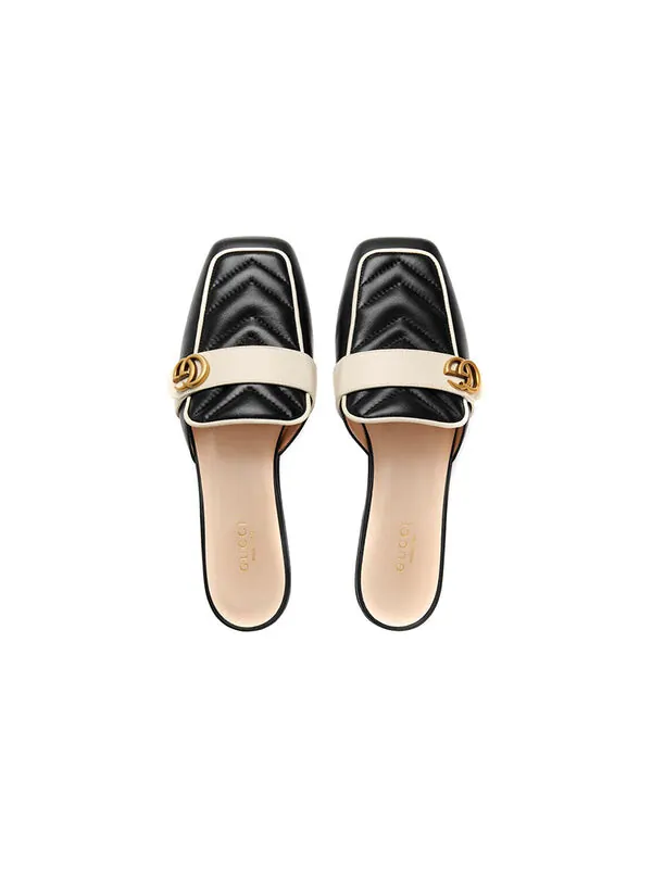 Сандалии double g slide sandal 'black' Gucci — изображение 3 из 4, черный/белый