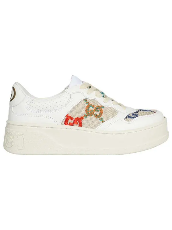 Кроссовки gg sneaker 'multicolor embroidered' Gucci — изображение 2 из 4, белый/мульти