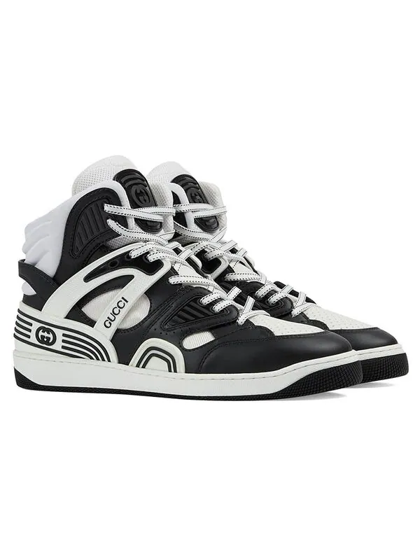 Кроссовки basket high 'black white' Gucci — изображение 2 из 4, черный/белый
