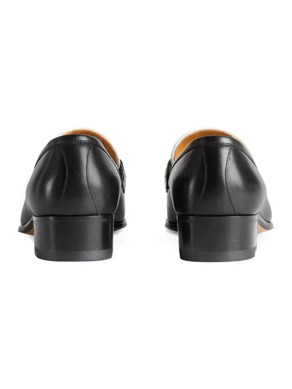 Кроссовки loafer with web and interlocking g 'black white' Gucci — изображение 4 из 4, черный/белый