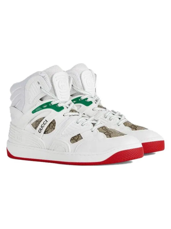 Кроссовки basket high 'white demetra red' Gucci — изображение 2 из 4, белый/красный