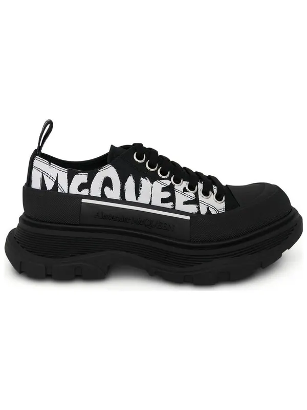 Кроссовки tread slick low lace up canvas graffiti 'black white' Alexander Mcqueen — изображение 2 из 4, черный/белый