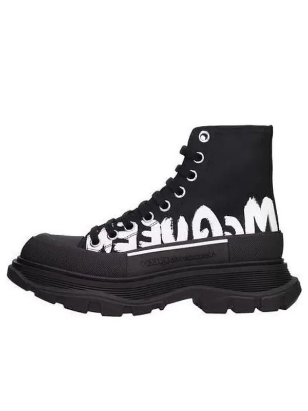 Кроссовки tread slick graffiti logo boots 'black white' Alexander Mcqueen — изображение 1 из 4, черный/белый