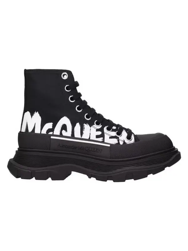 Кроссовки tread slick graffiti logo boots 'black white' Alexander Mcqueen — изображение 2 из 4, черный/белый