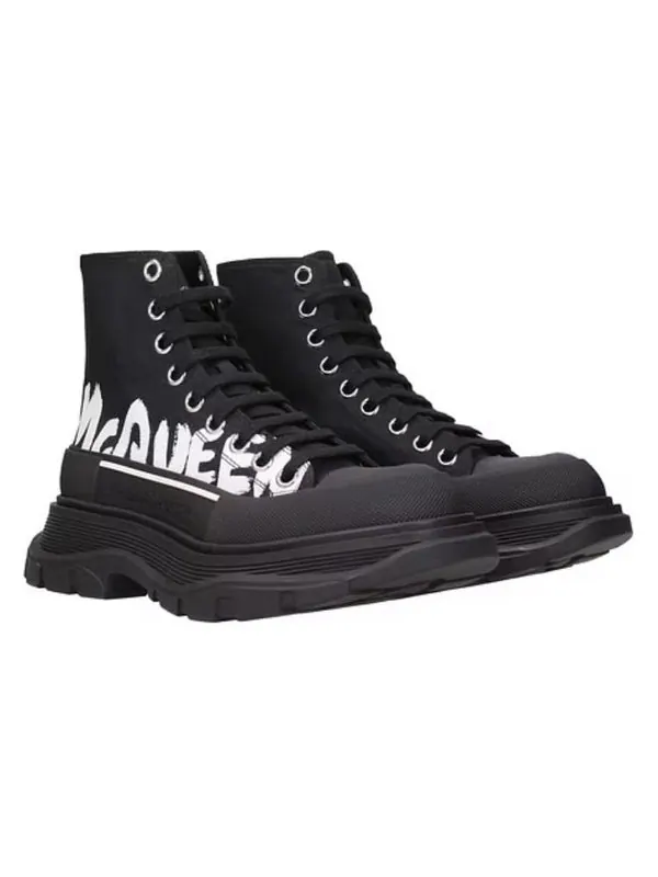 Кроссовки tread slick graffiti logo boots 'black white' Alexander Mcqueen — изображение 3 из 4, черный/белый