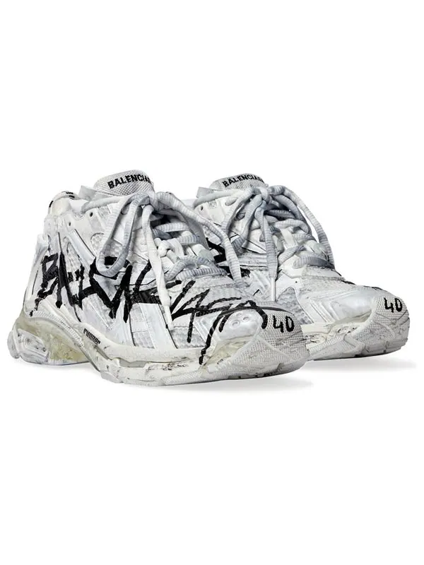 Кроссовки runner graffiti 'white' Balenciaga — изображение 3 из 4, белый