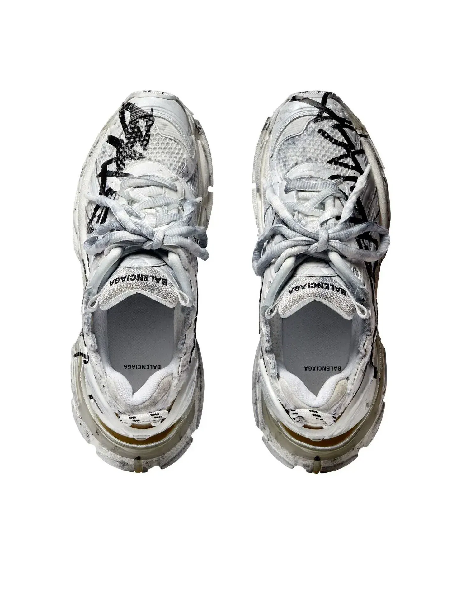 Мужские кроссовки с принтом Graffiti Balenciaga Runner — изображение 3 из 7, белый